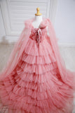 Alliyah Pink Glitter tulle gown