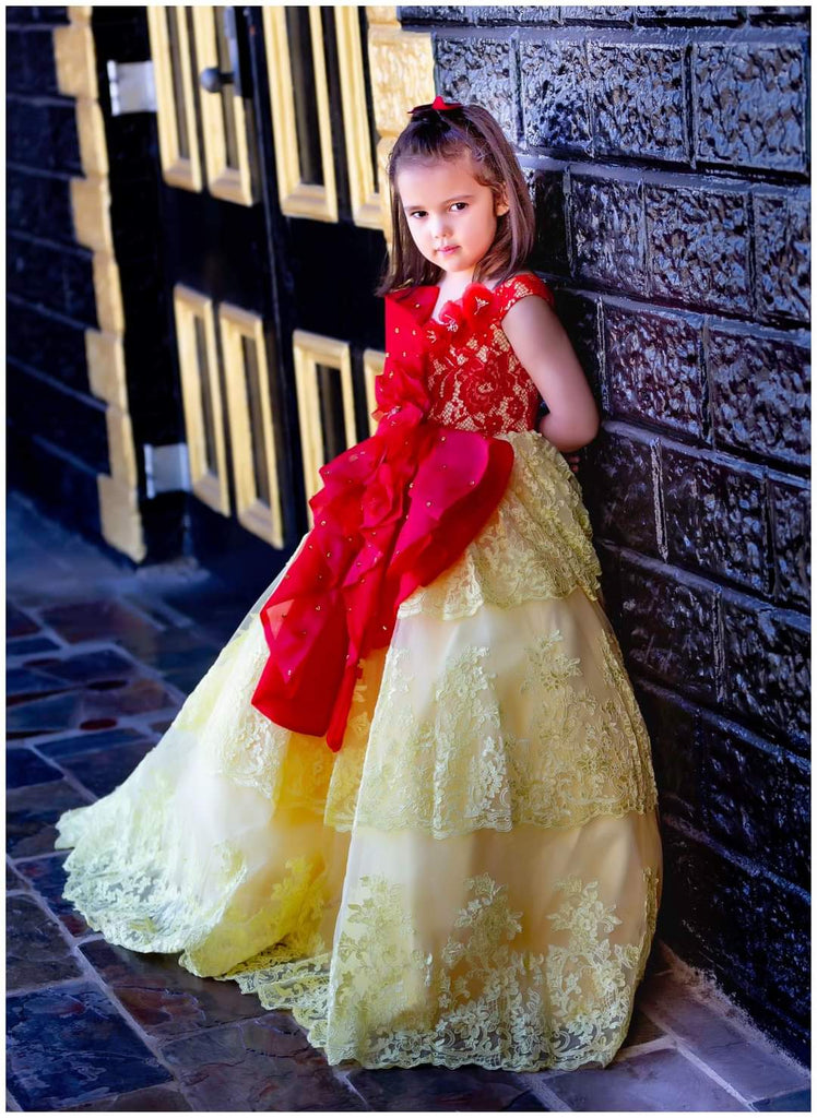Girls Couture Princess Belle Inspired Ball Gown For Special